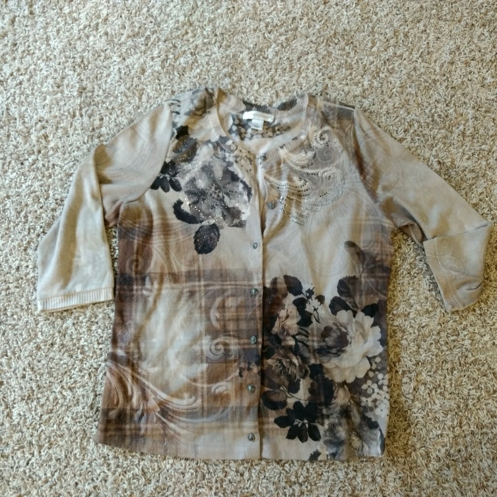 Christopher & Banks L tan cardigan